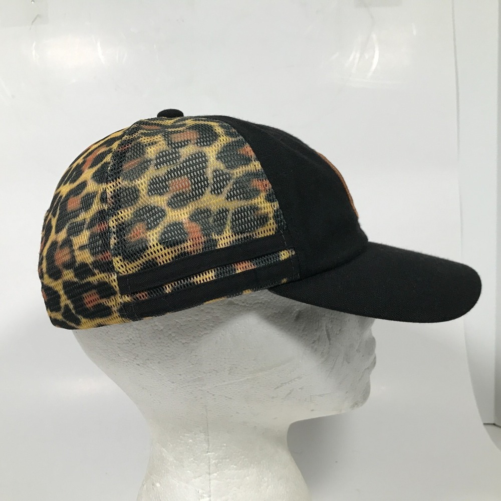Hooey Gold Logo Leopard Cheetah Print Mesh Adjustable Snapback Truckers Hat Cap - Picture 2 of 9